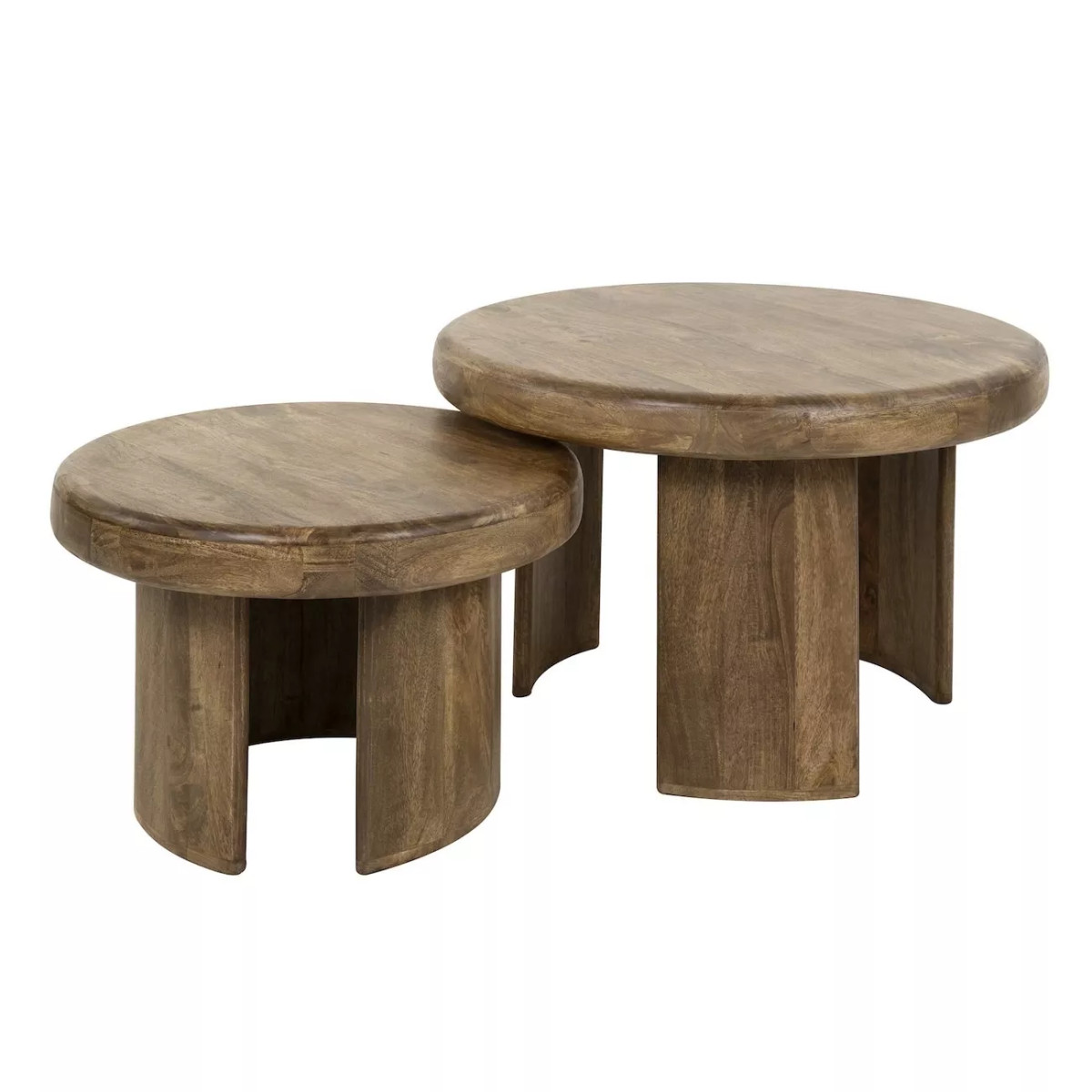 Set de 2 tables basses rondes en bois - SILKA marron, MATHI DESIGN