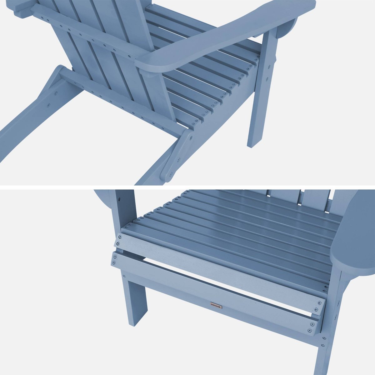 Fauteuil bois d'acacia avec accoudoirs KERINA bleu, SWEEEK