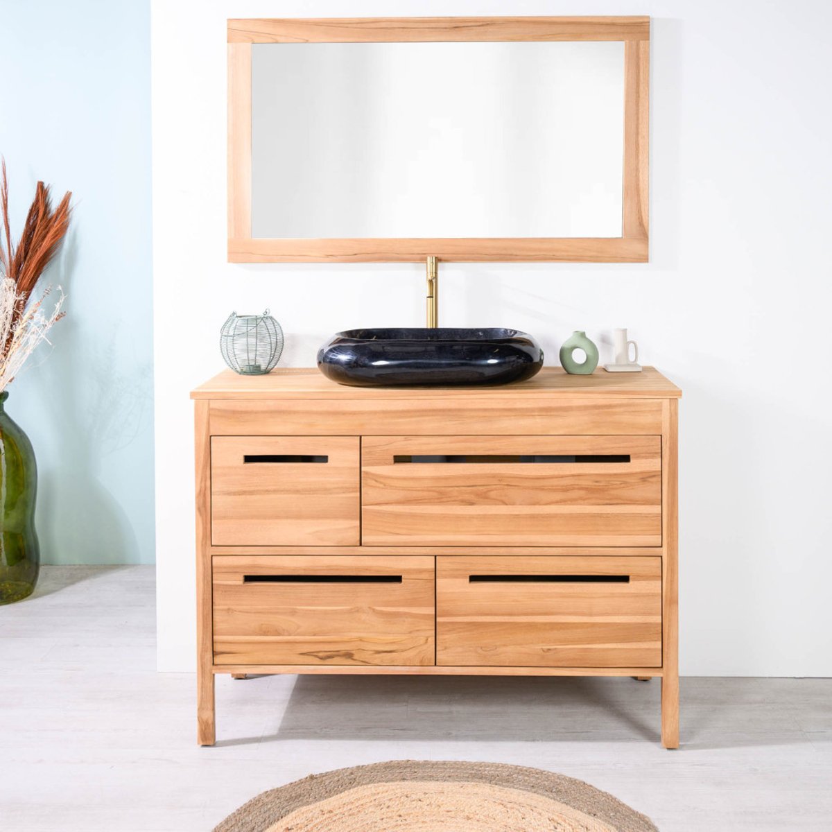 Meuble sous vasque en teck Sira 120cm naturel, WANDA COLLECTION