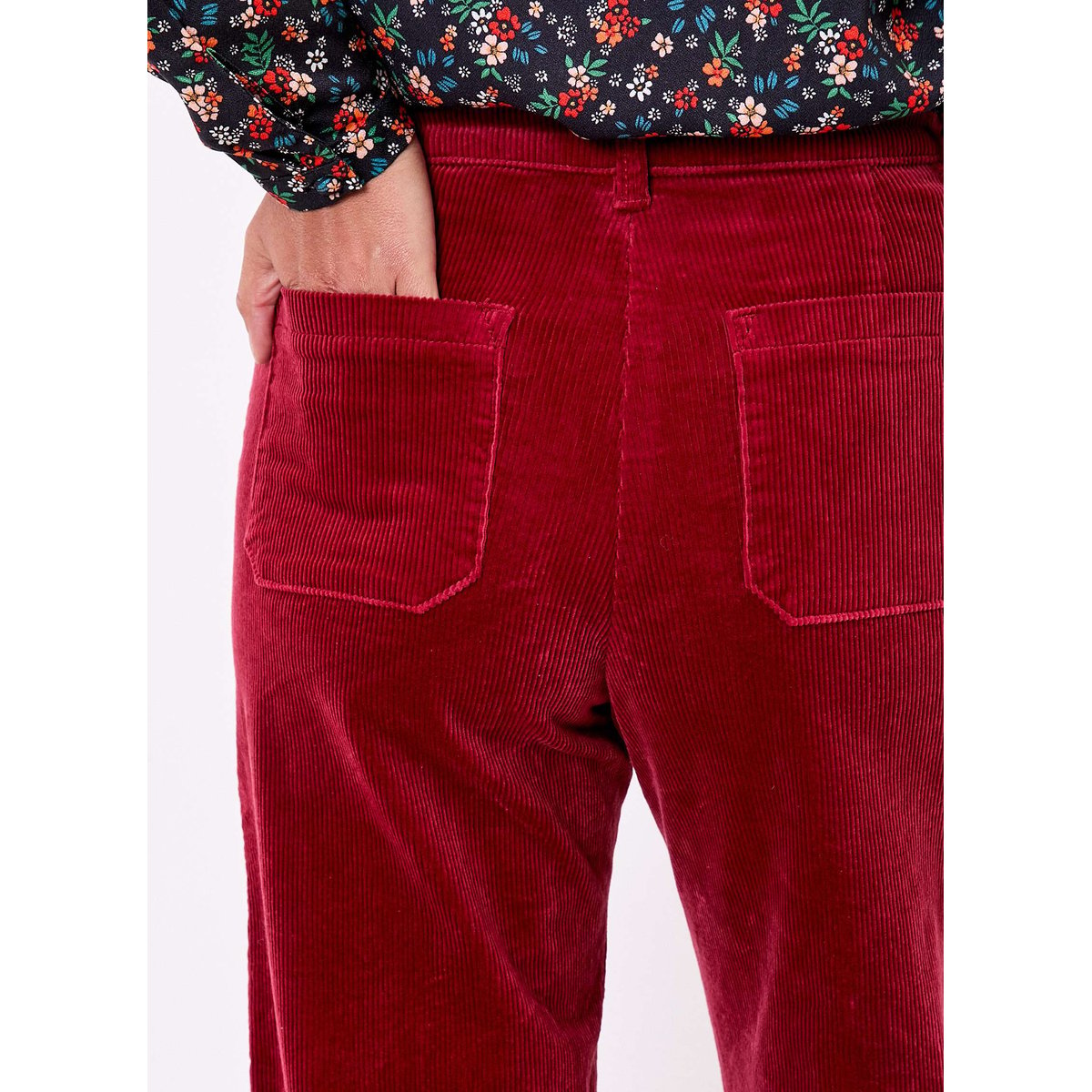 Pantalon large velours cotelé KEINAN rouge rubis, LA FIANCÉE