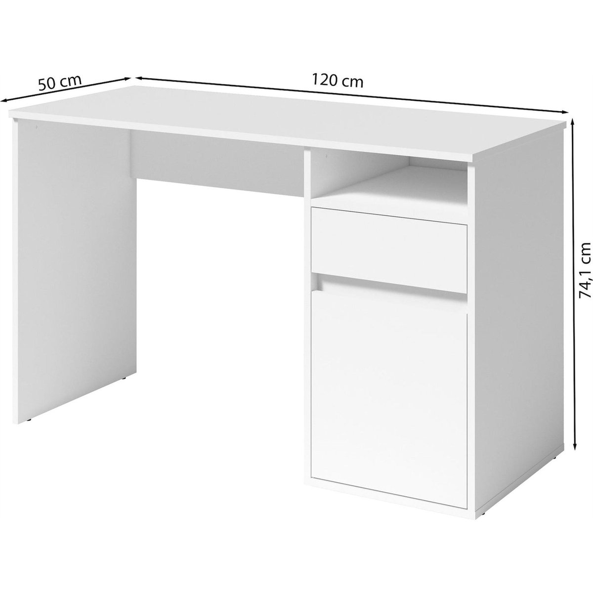 Bureau BILLA en bois avec tiroir et rangement blanc, RECOLLECTION