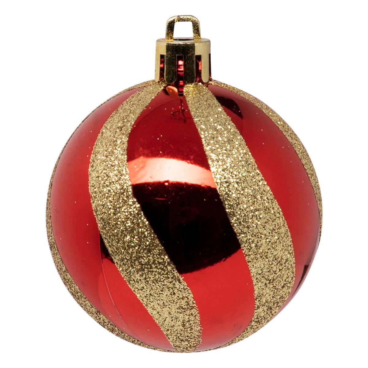 Boules de Noël "Colorama de Noël" lot de 25 en plastique recyclé D6cm bleu doré rouge, ATMOSPHERA