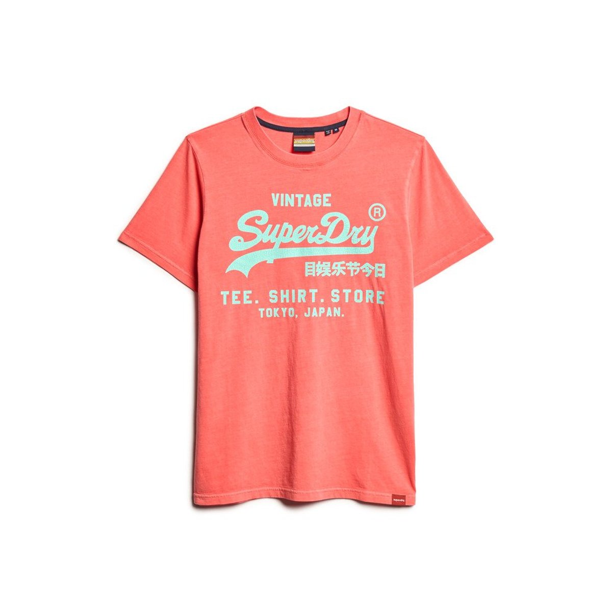 T-shirt Vintage Logo fluo corail eaux profondes, SUPERDRY