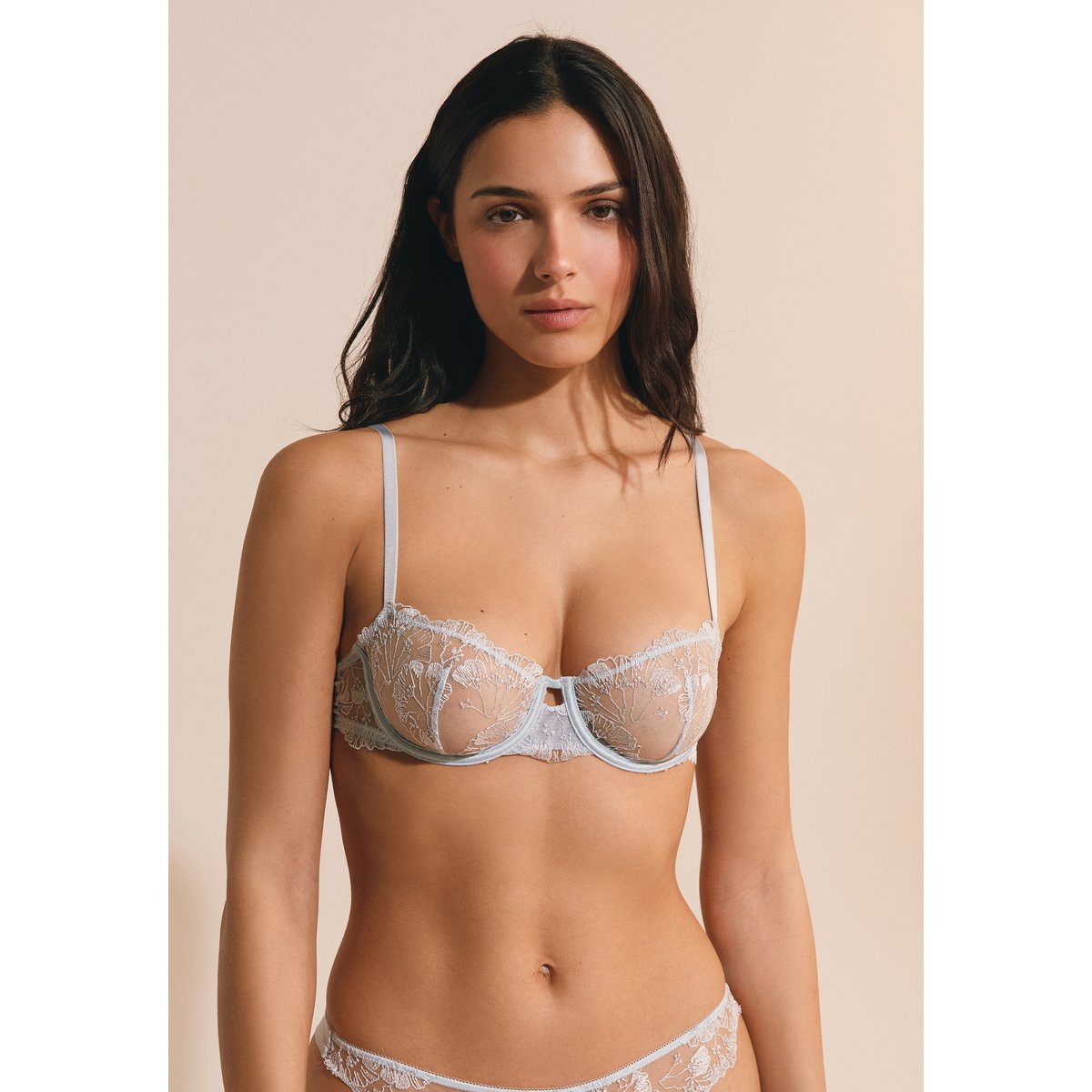 Soutien-gorge N.9 - Balconnet en broderie FLOWERS bleu clair, ETAM