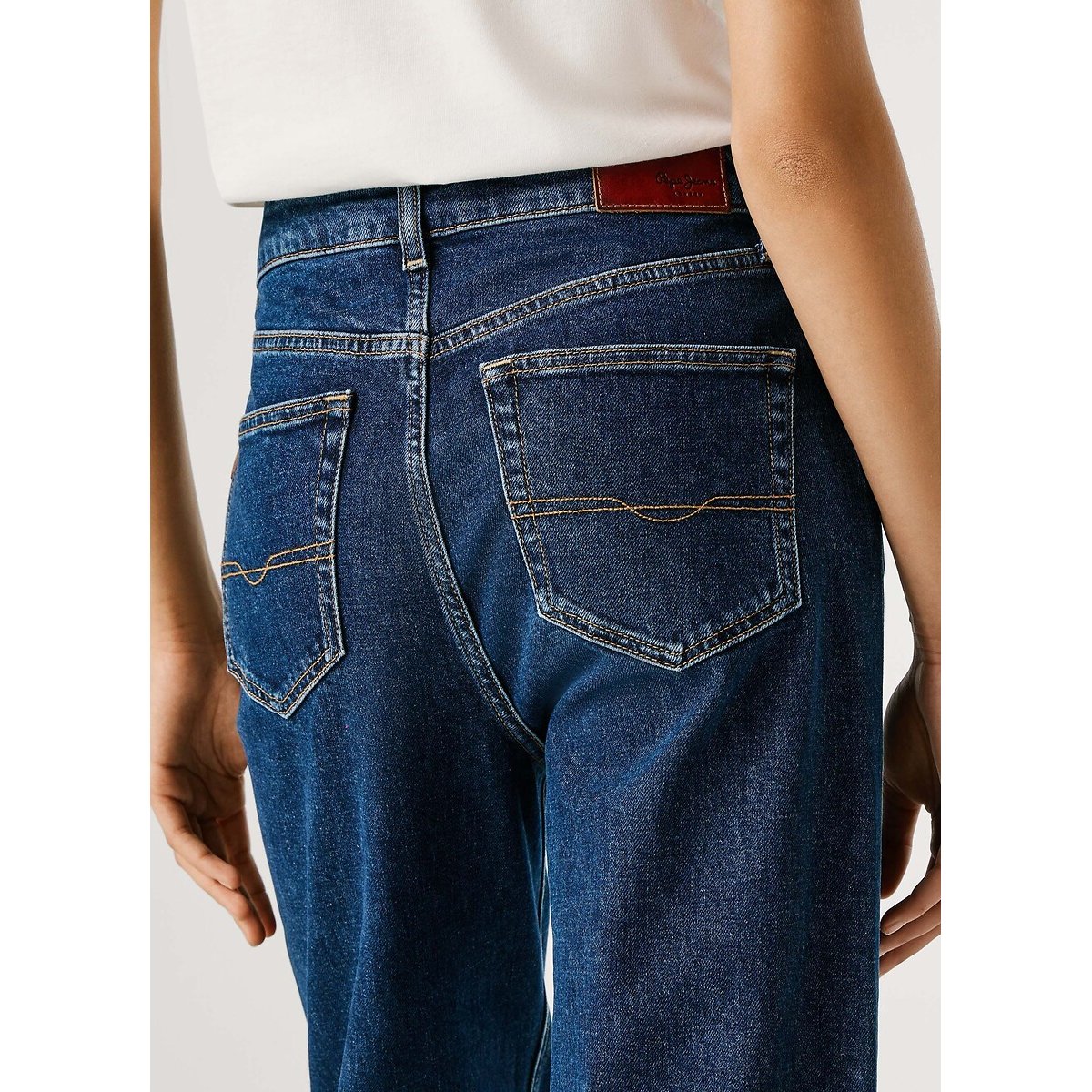 Jean droit taille haute LEXA stone wash bright blue, PEPE JEANS