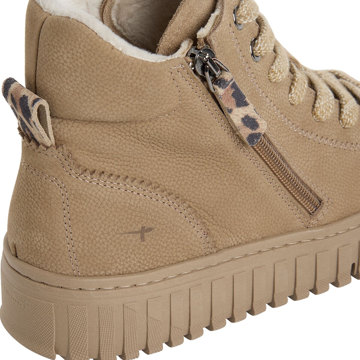 High Top Leather Trainers beige, TAMARIS