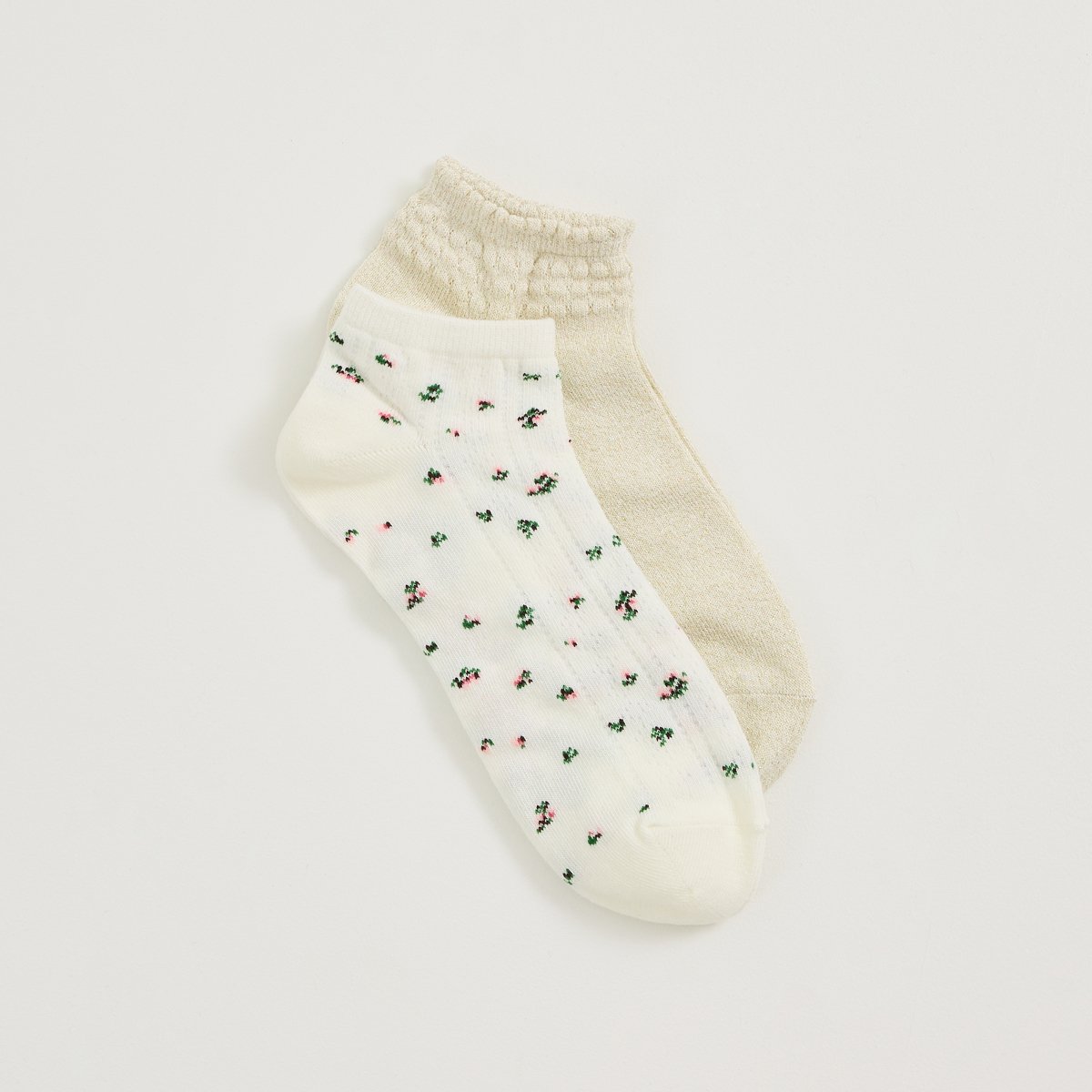 Lot de 2 paires de socquettes blanc cassé blanc, GRAIN DE MALICE