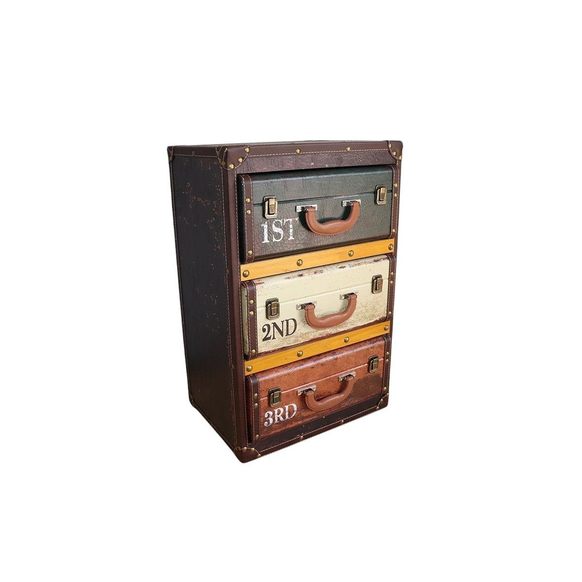 Chevet/Caisson de bureau façon valises colorées PUNO marron, PIER IMPORT