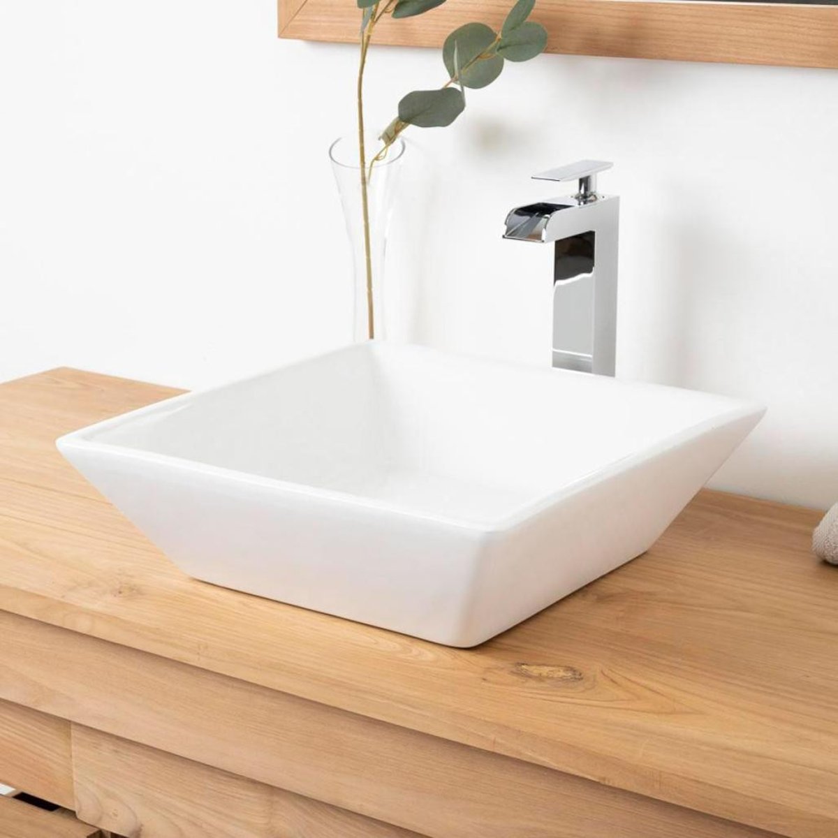 Vasque en céramique carré 41 cm NASH blanc, WANDA COLLECTION