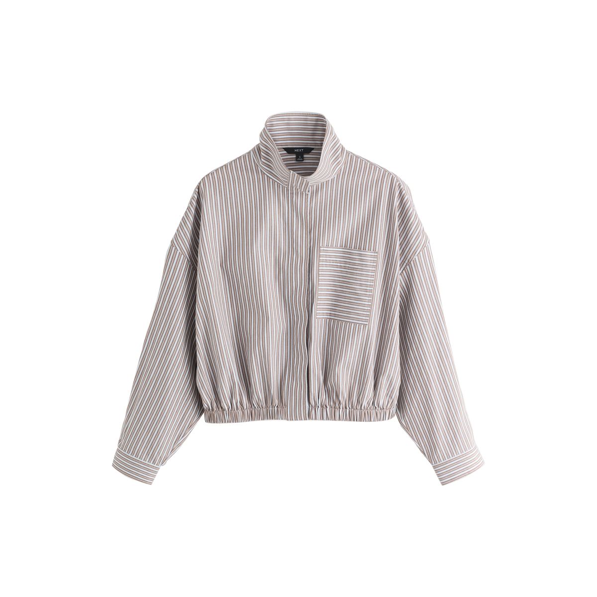 Chemise bomber à col cheminée rayures marron chocolat/bleu, NEXT
