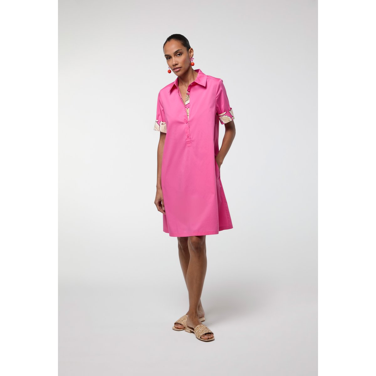 Robe chemise courte à boutons fuschia, LOLA CASADEMUNT