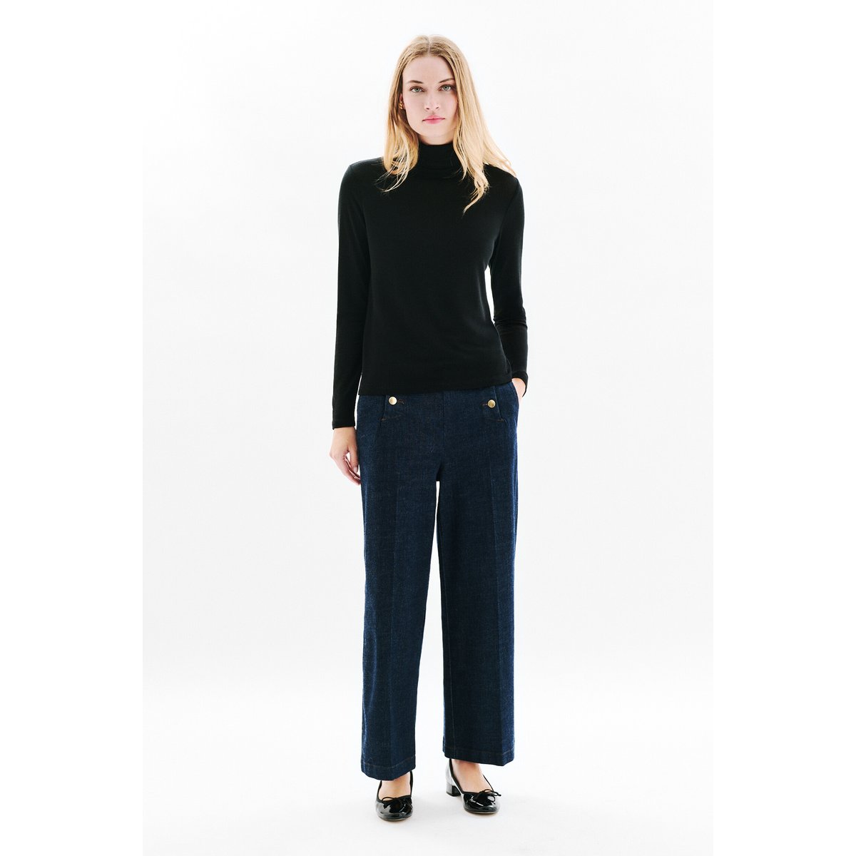 T-shirt droit en laine LILI noir, CAROLL