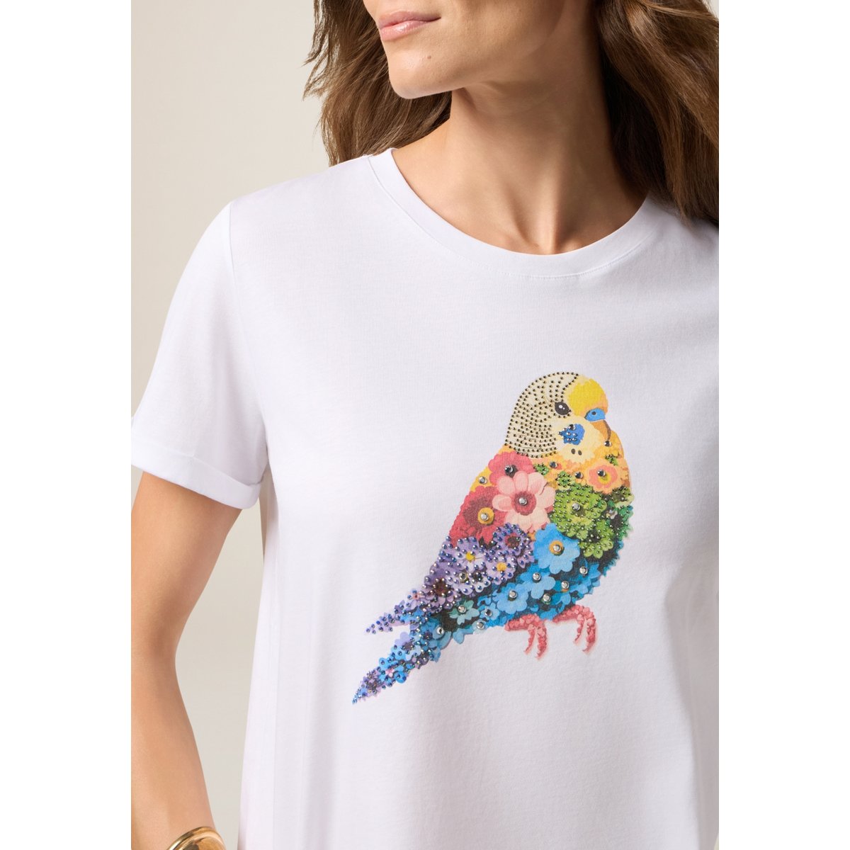 T-shirt avec impression et applications blanc, OLTRE