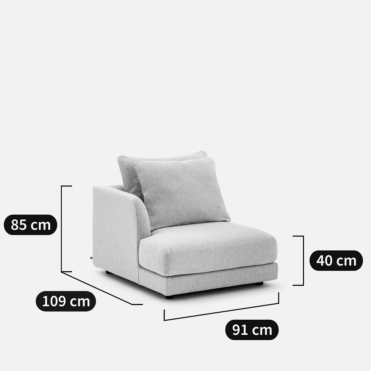 Linkes Sofa-Halbmodul, modular, aus Baumwollmischgewebe, TIBERIO ecru, AM.PM