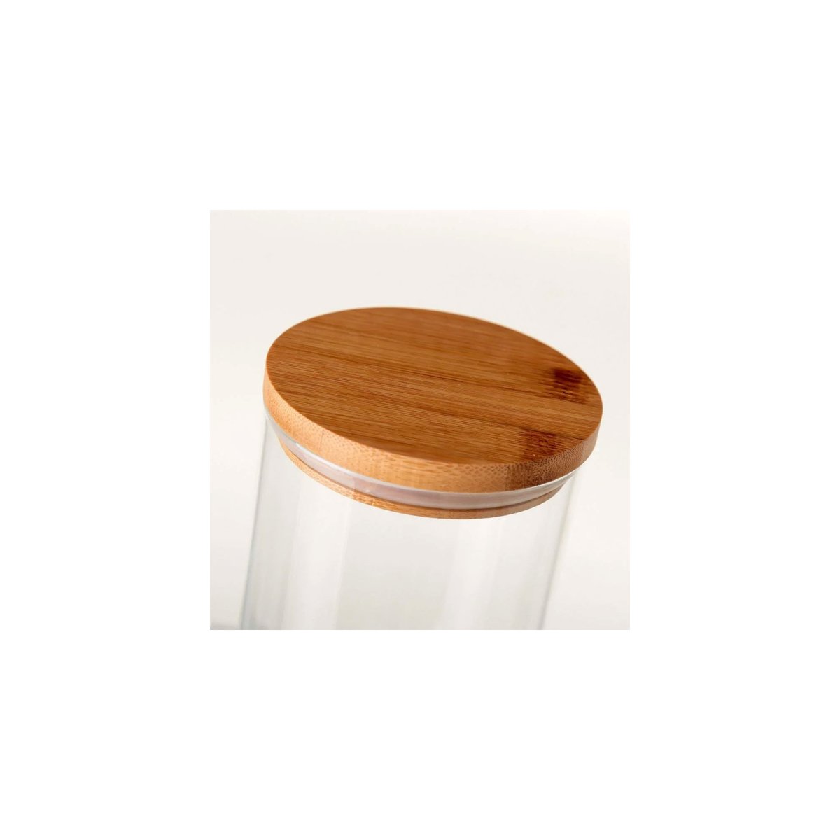 Bocal cuisine en verre avec bouchon bambou hauteur 22.5cm transparent, WADIGA