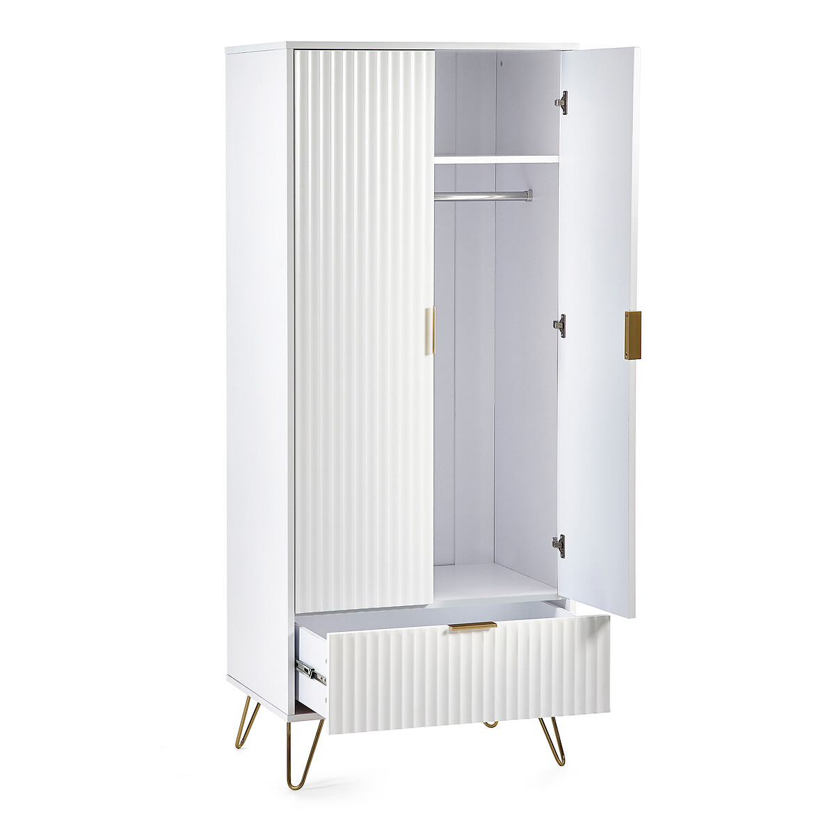 Ancona Sculptural 2 Door Wardrobe with Drawer white, SO'HOME