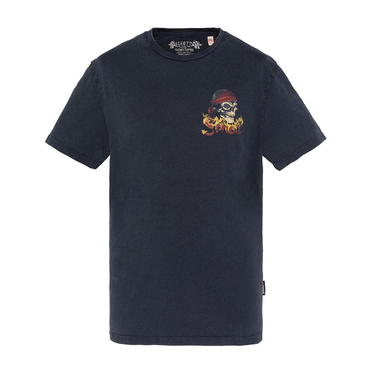 T-shirt biker, effet flammé noir délavé, SCHOTT