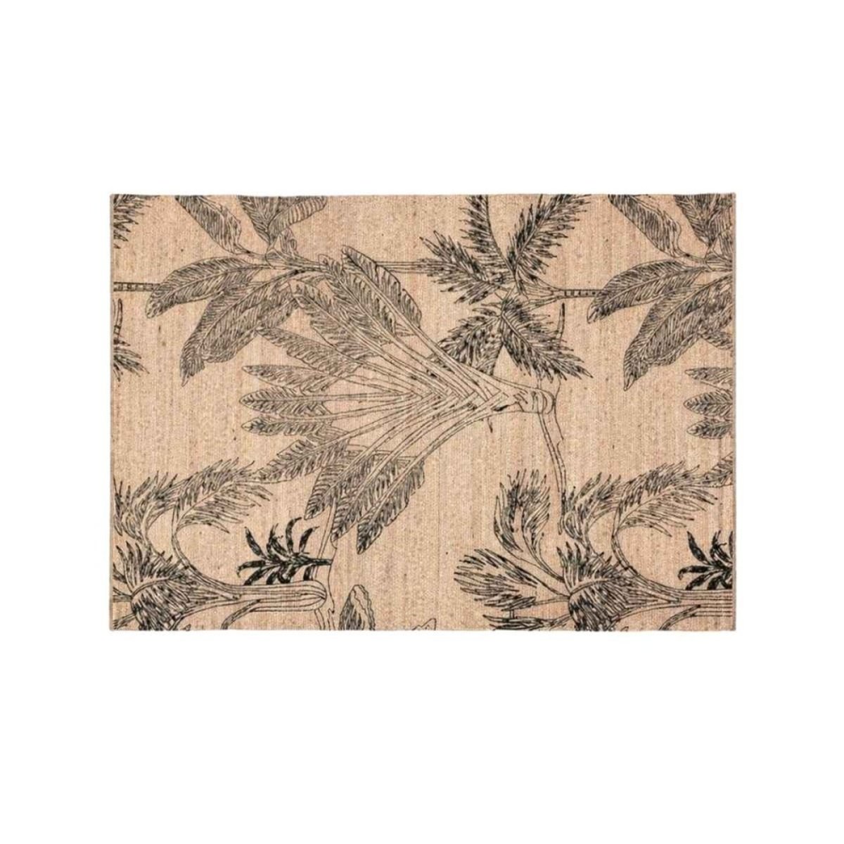 Tapis en jute imprimé jungle 120x170cm beige, ORNAMI
