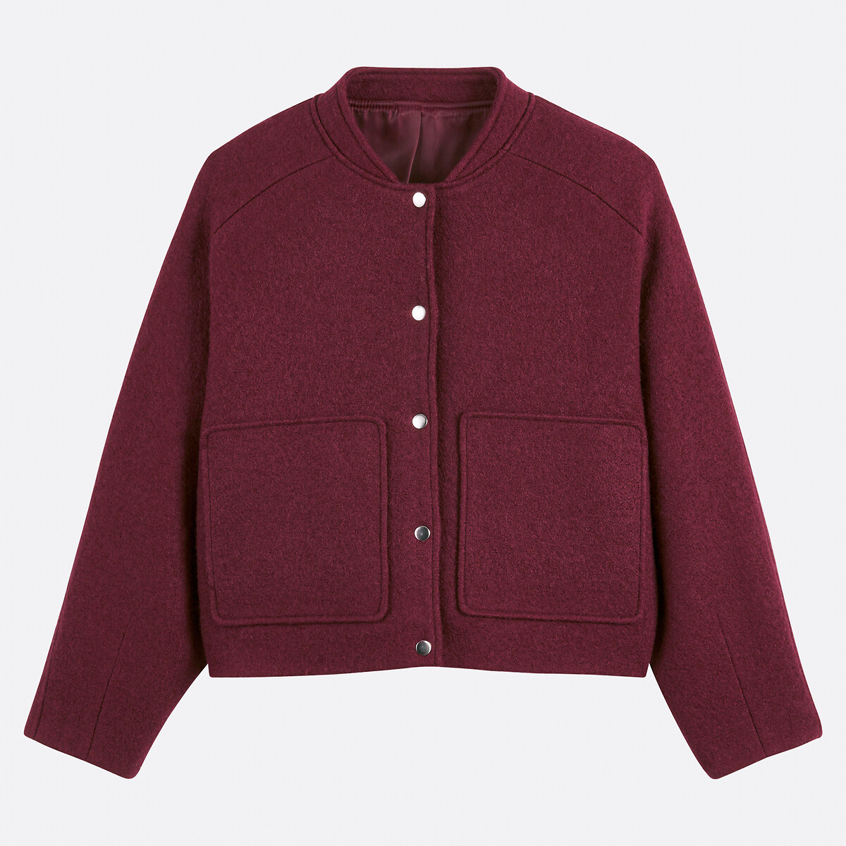 Blouson court pressionné rouge bordeaux, LA REDOUTE COLLECTIONS