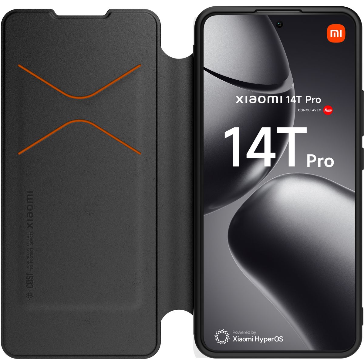 Etui avec cordon Xiaomi 14T PRO Premium Noir couleur unique, MADE FOR XIAOMI