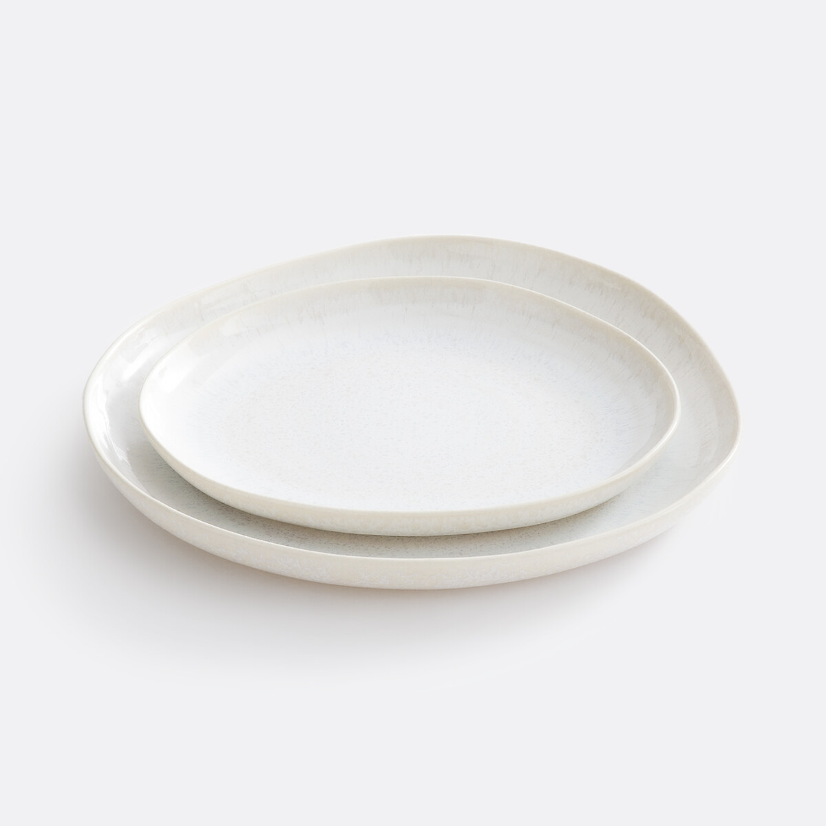 Lot de 4 assiettes plates en grès nacré, Ivoria beige nacre, LA REDOUTE INTERIEURS