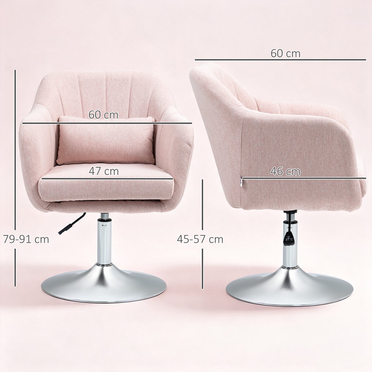 Accent Chair Lin (100% polyester) Rose rose, HOMCOM