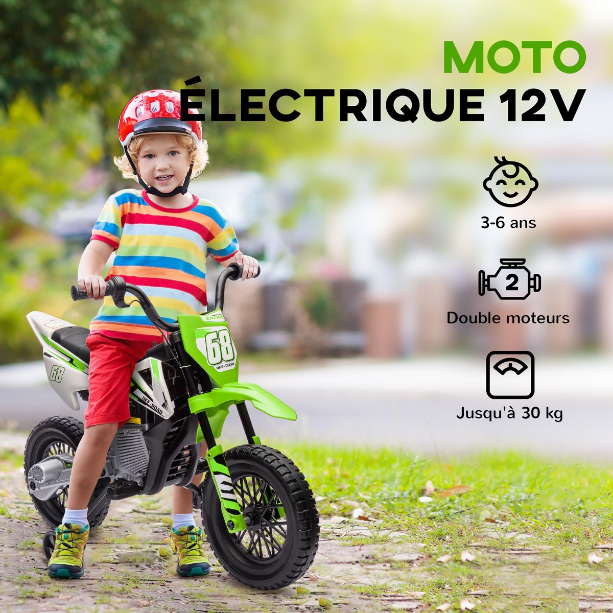 Moto électrique à conducteur assis PP Vert vert, AIYAPLAY