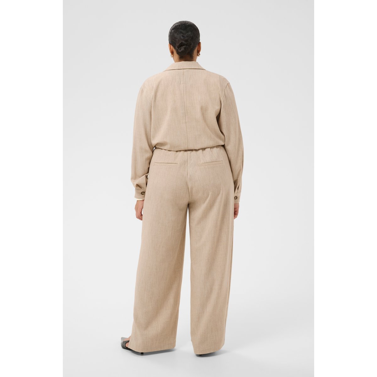 Pantalon casual beige feather gray melange, KAFFE CURVE