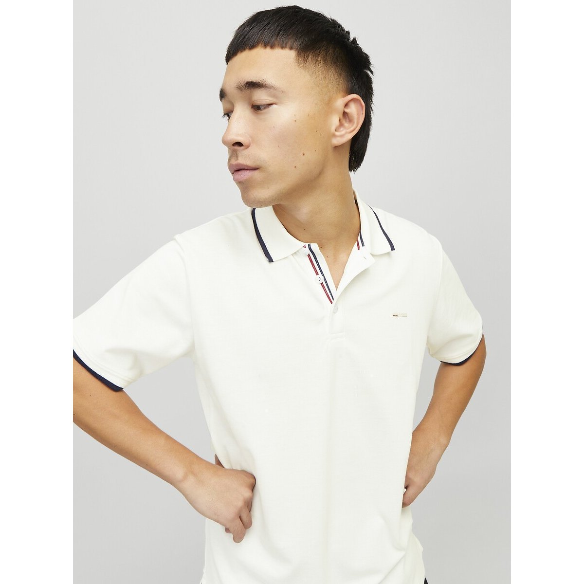 Polo manches courtes slim ecru, JACK & JONES