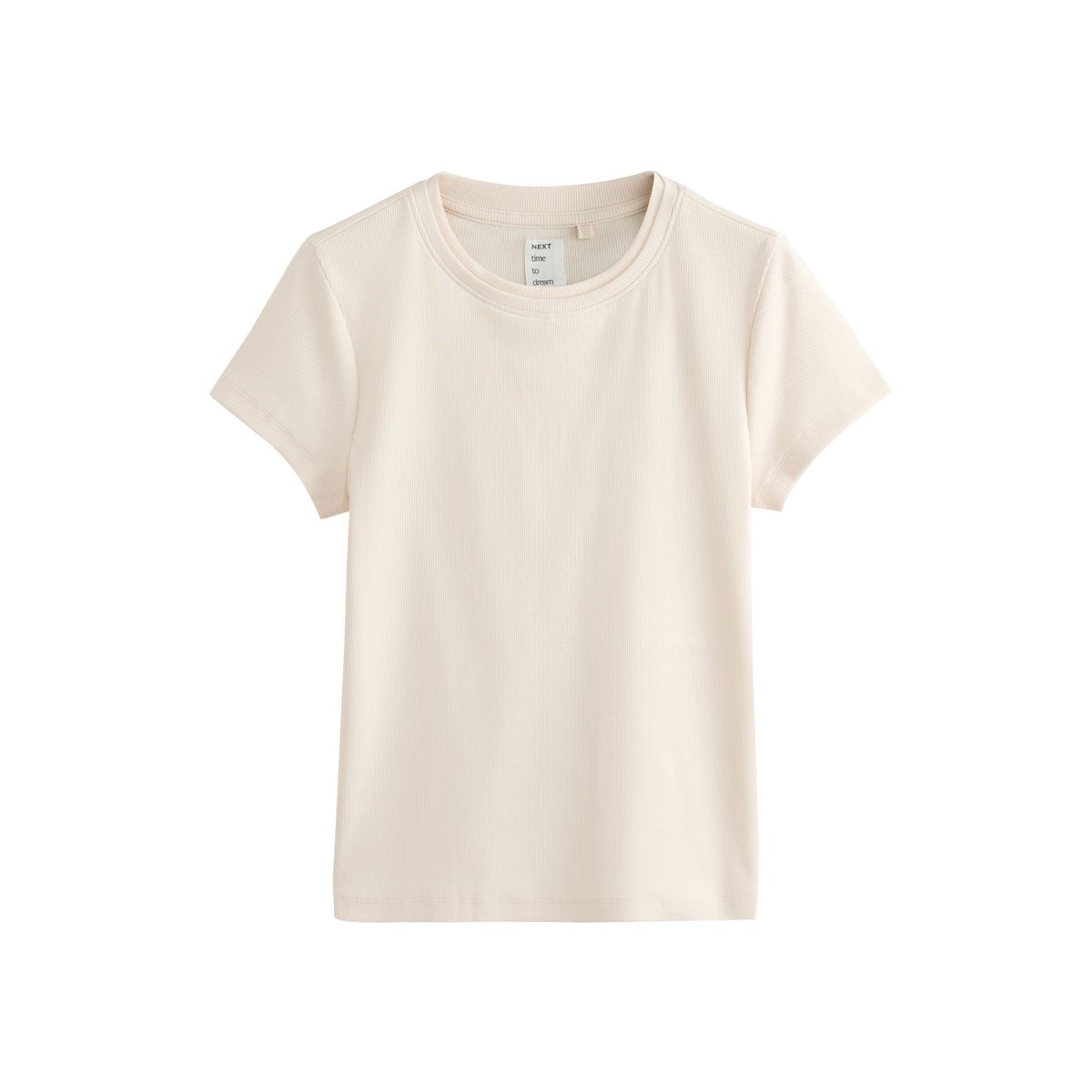 T-shirt côtelé, lot de 2 gris/écru, NEXT