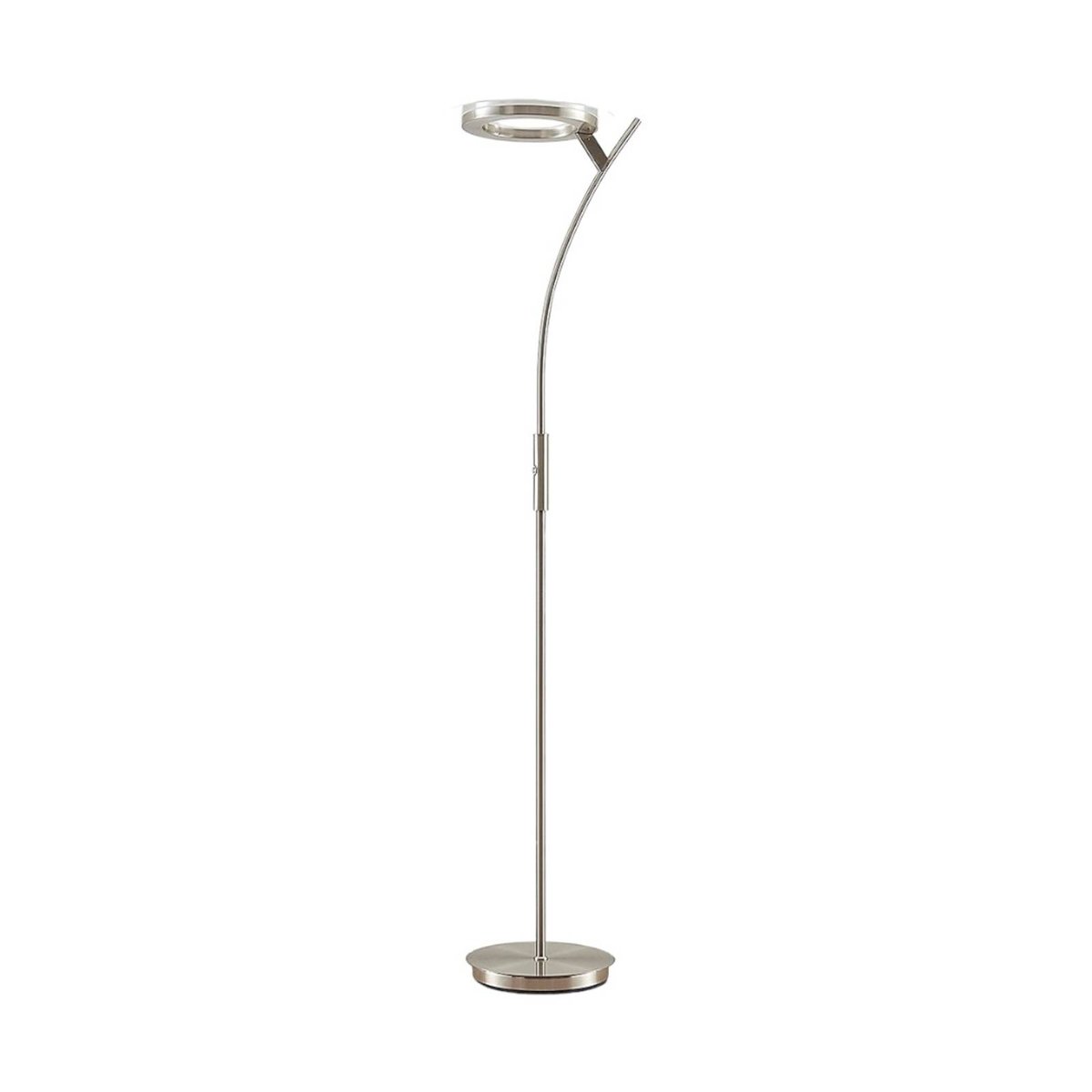 Lampadaire en métal moderneLED, Darion nickel satiné, transparent, LINDBY