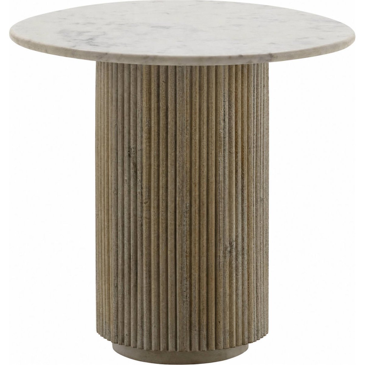 Table d'appoint en marbre et manguier blanc et naturel blanc lavé, RECOLLECTION