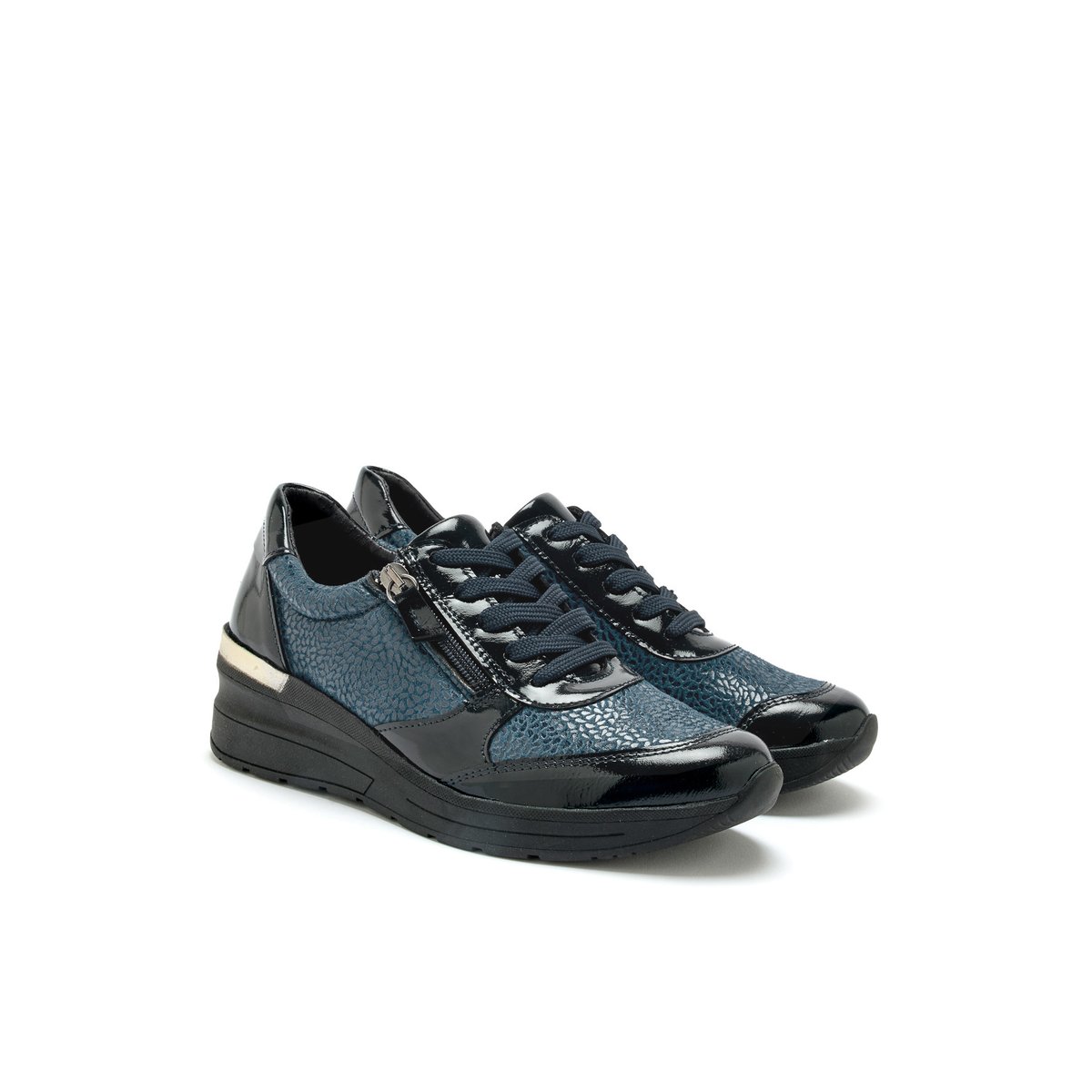 Derbies zippés avec lacets bleu, PEDICONFORT