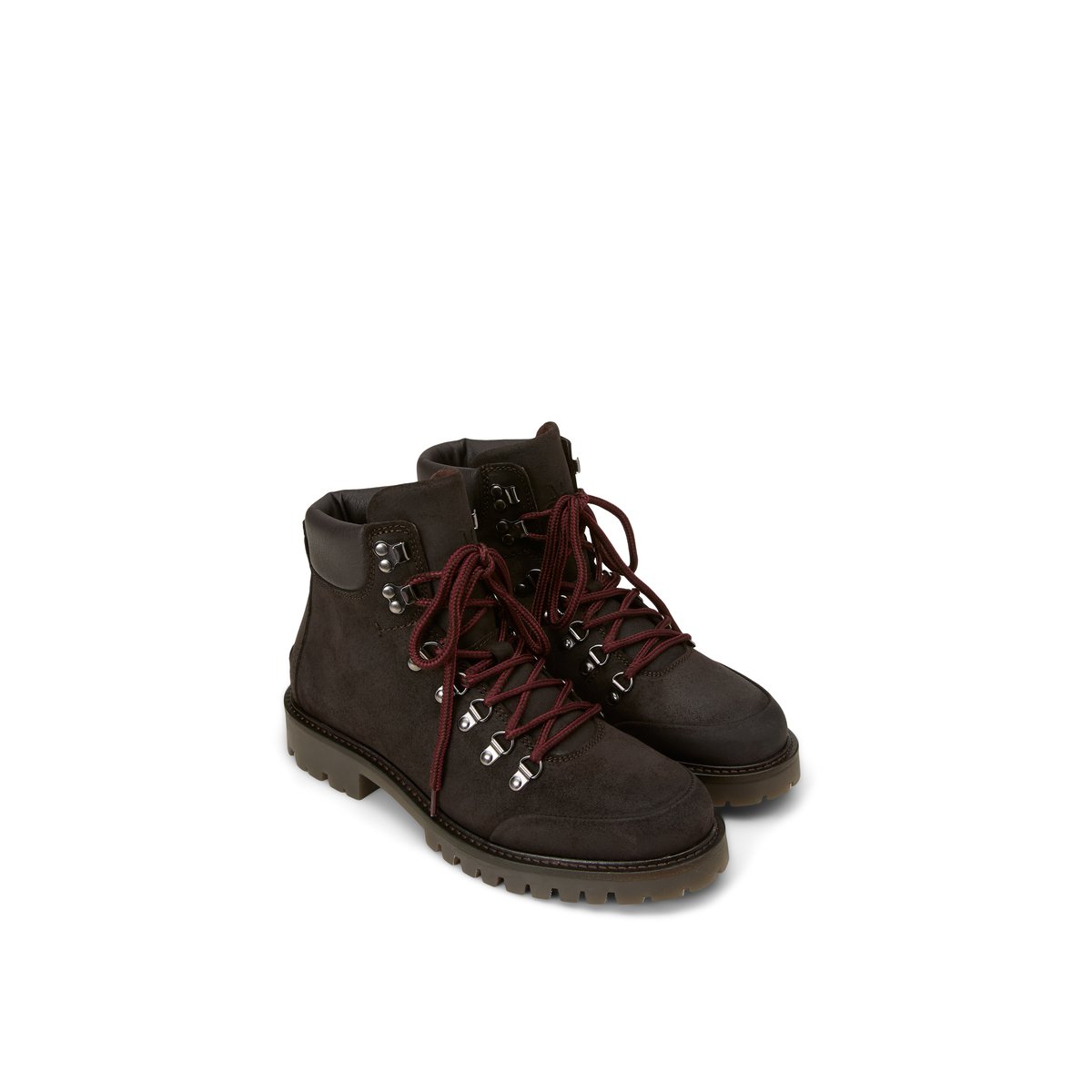 Bottes à lacets, modèle Armin en cuir velours souple marron foncé, MARC O'POLO