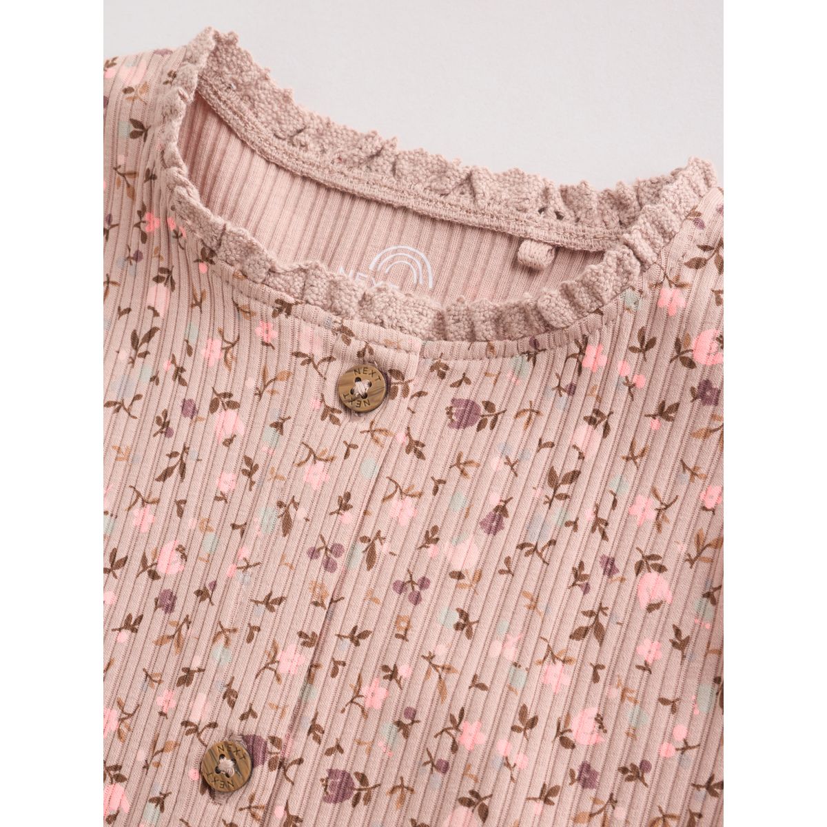Barboteuse bébé boutonnée, lot de 3 imprimé floral ton sur ton marron, NEXT