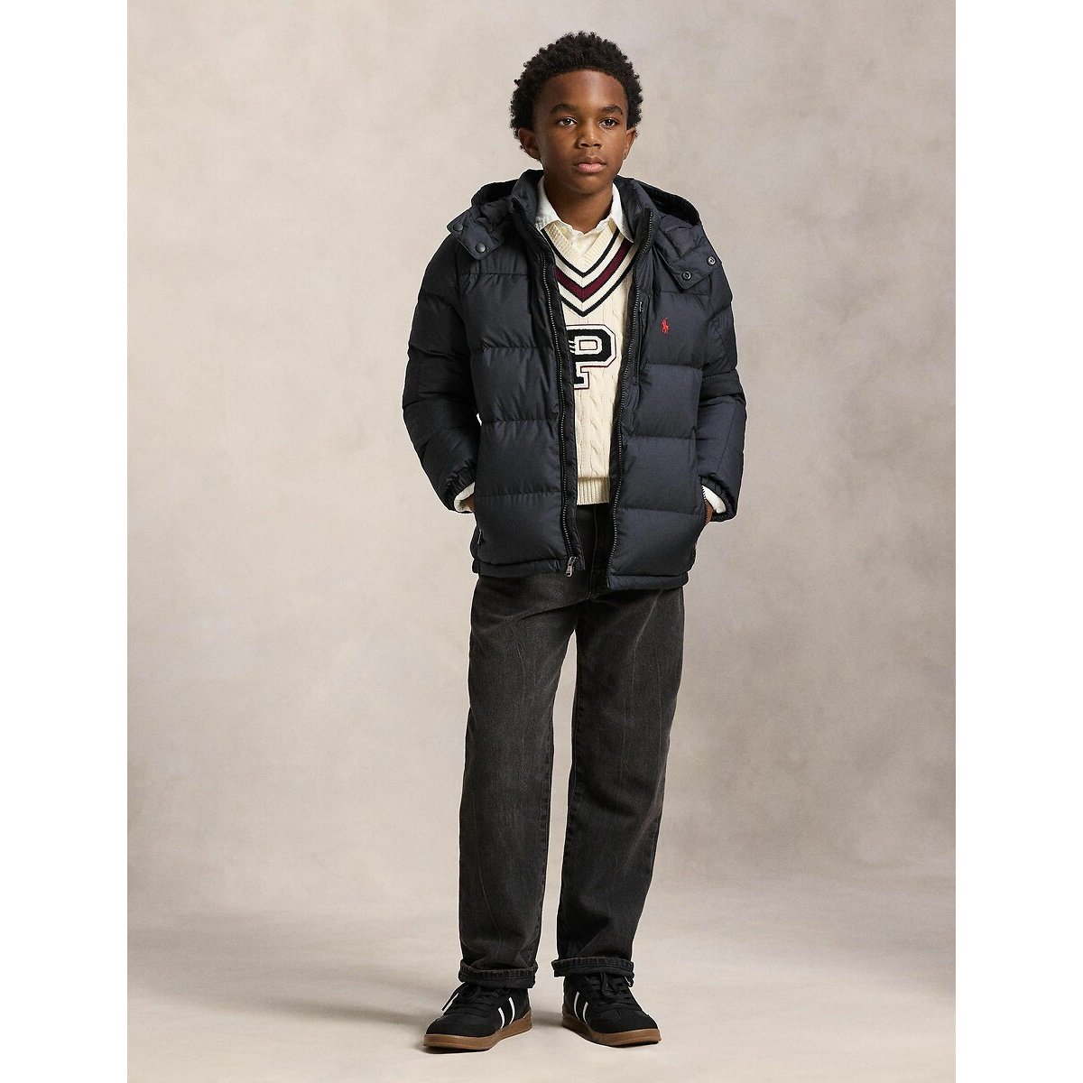 Doudoune à capuche noir, POLO RALPH LAUREN