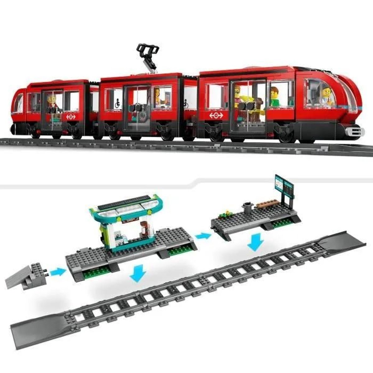 LEGO City - Tramway et Station du Centre-Ville - 60423 pour Enfants de 7 Ans et Plus multicolore, LEGO
