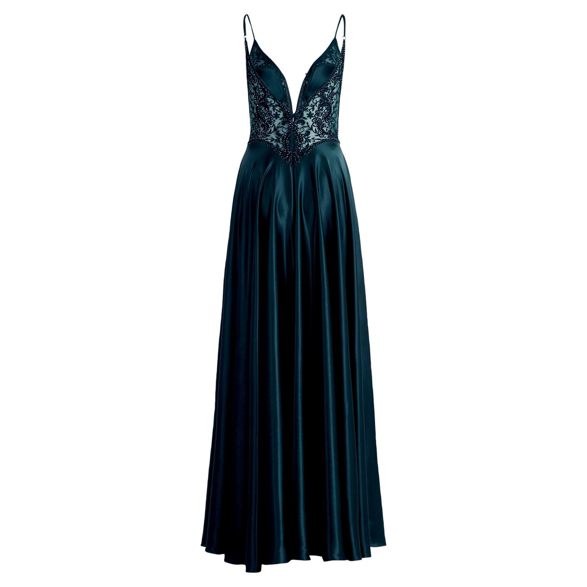 Robe de soirée à motif placé dusty slate, VERA MONT