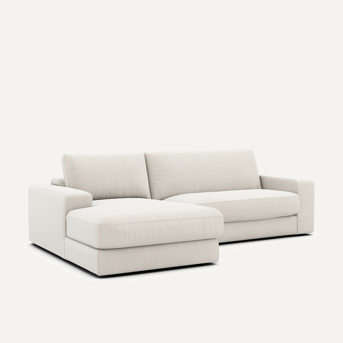 Canapé d'angle, en velours chenille, Skander blanc, AM.PM