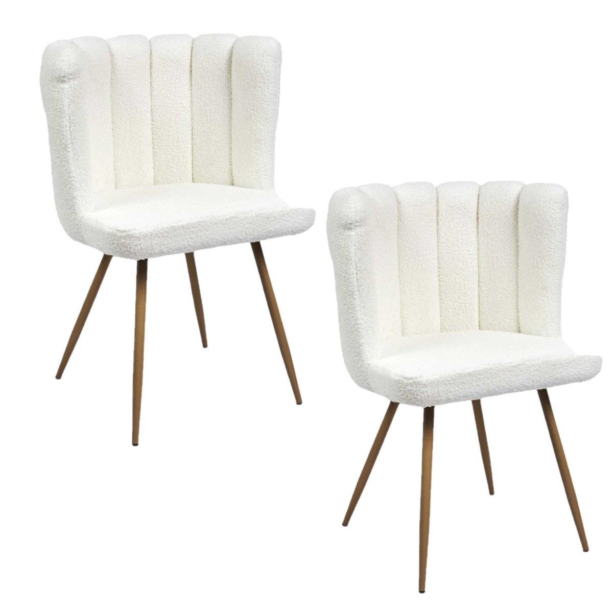 Lot de 2 chaises design effet bouclette ARIEL blanc, TOILINUX