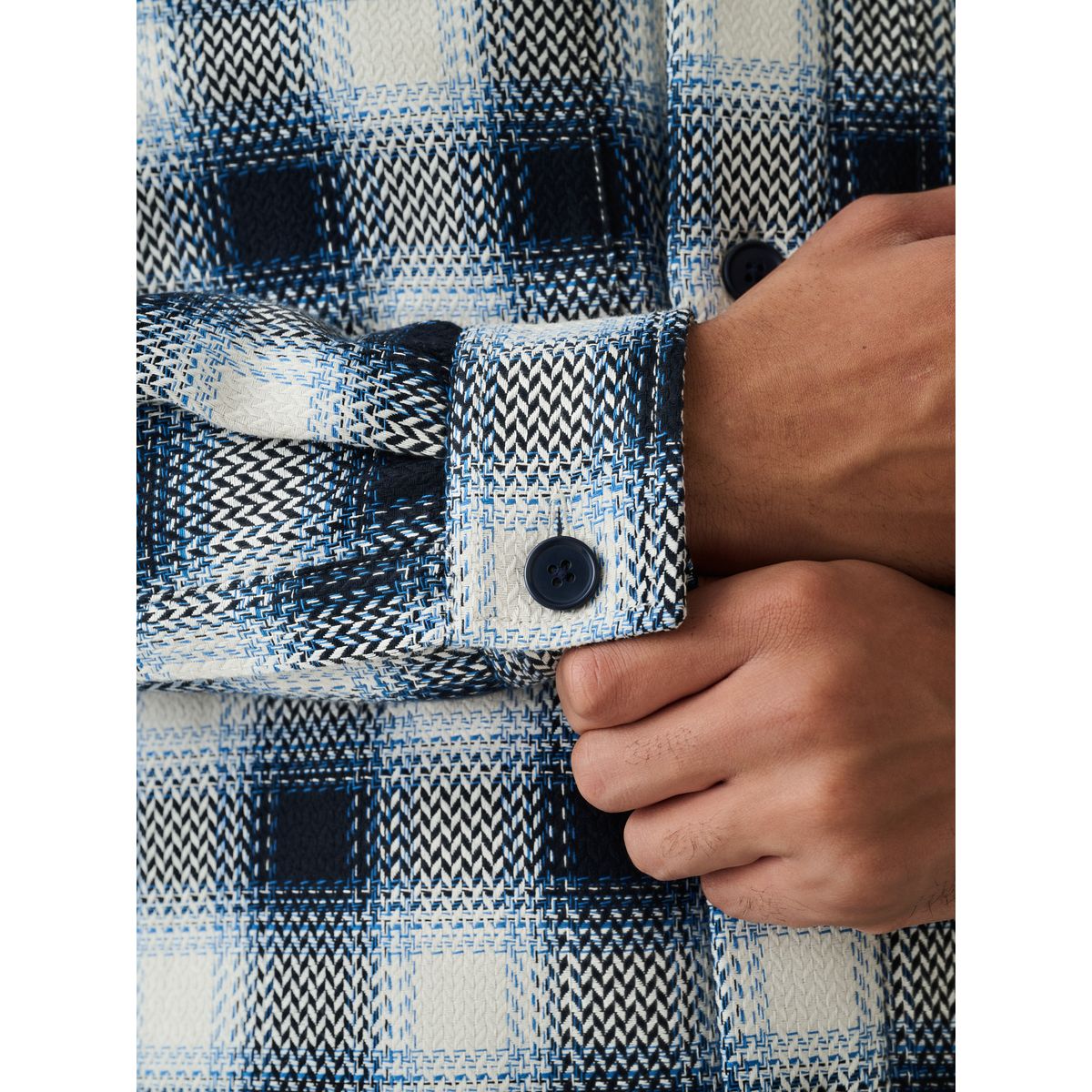 Veste-chemise à carreaux avec peau lainée bleu, NEXT