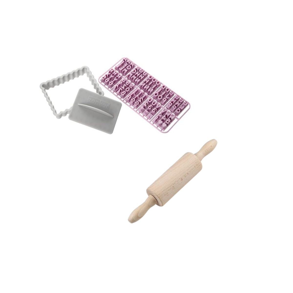 Tampon alphabet pour biscuit et mini rouleau PÂTISSERIE bois,gris, ZENKER