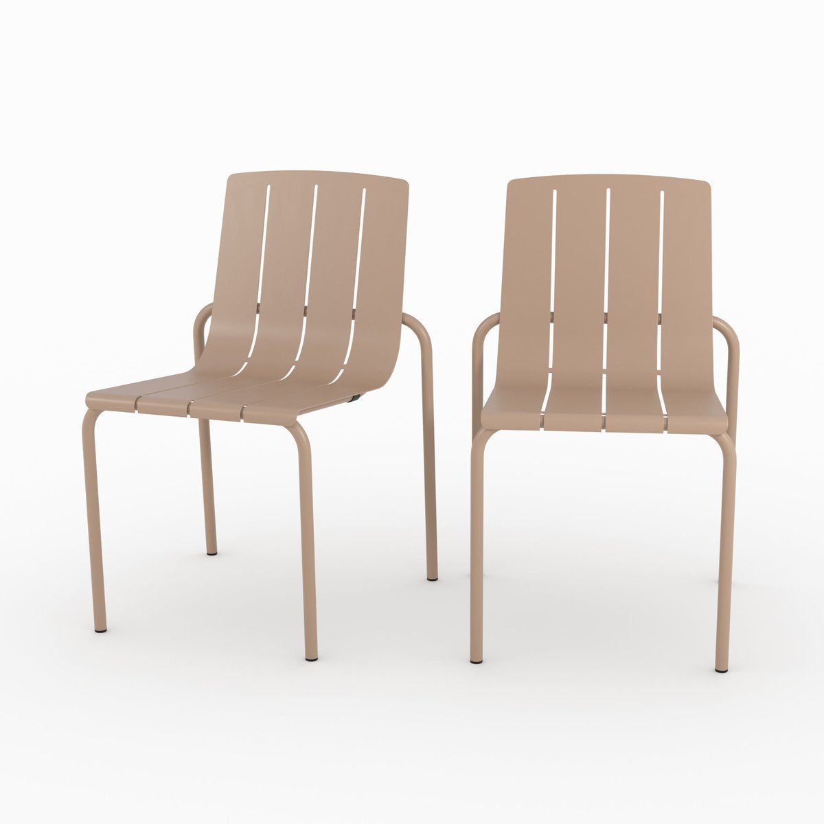 Lot de 2 chaises de jardin en métal - SUNA taupe, MAISON PAVANE