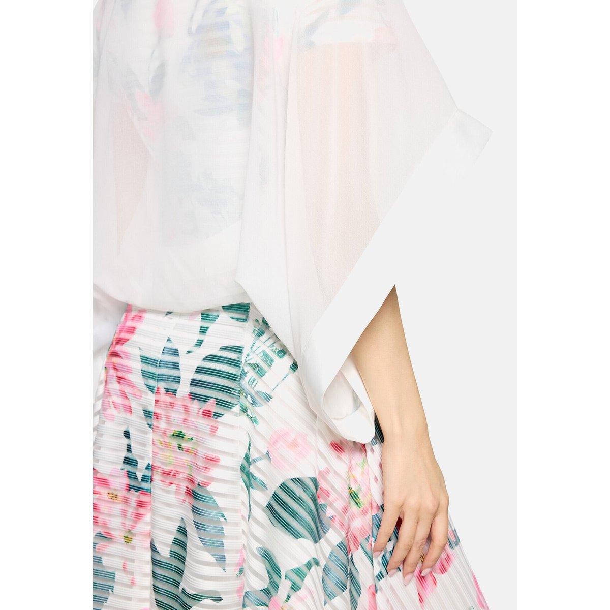 Étole en chiffon à manches 3/4 blanc, VERA MONT