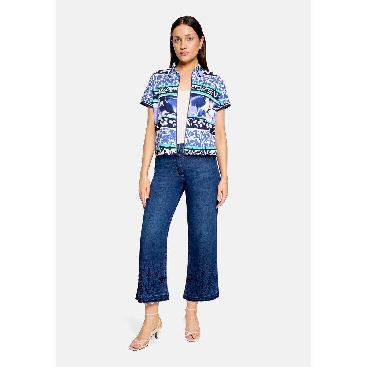 Pantalon casual à effet délavé dark blue denim, BETTY BARCLAY
