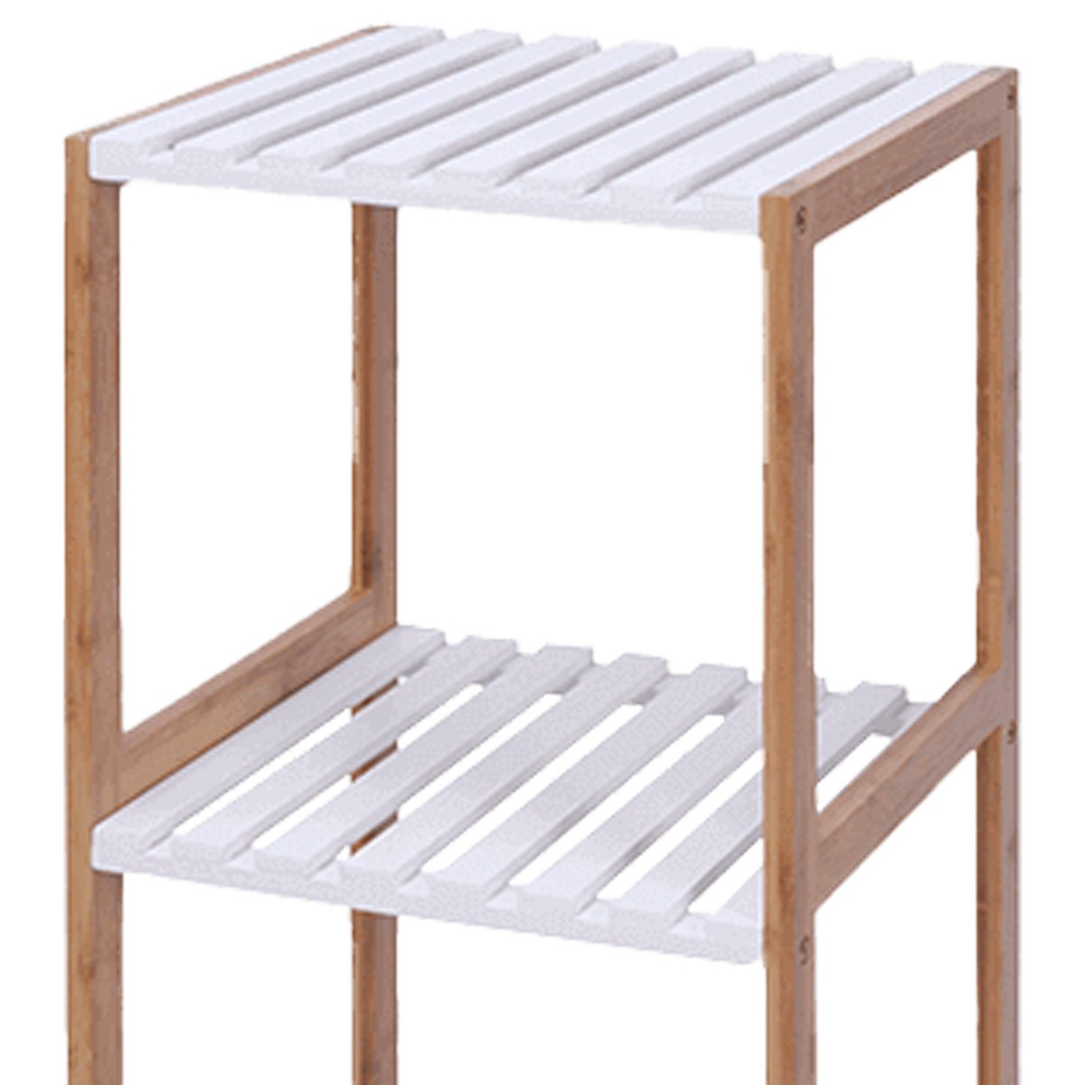 Étagère salle de bain bambou et bois blanc 79x34x33cm blanc, WADIGA