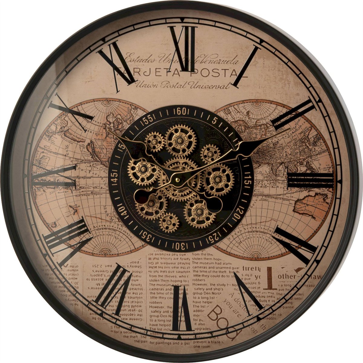 Horloge murale en métal esprit vintage noir et beige, RECOLLECTION
