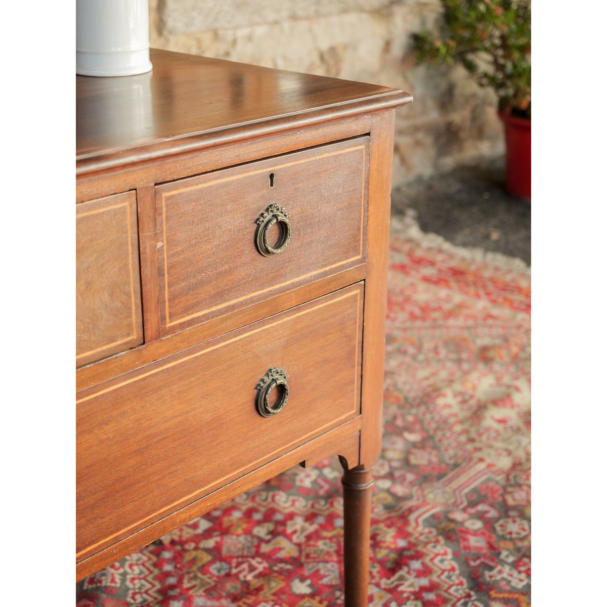 Coiffeuse en acajou de style anglais Louise N°355 - Bon état bois foncé, DEBONGOUT