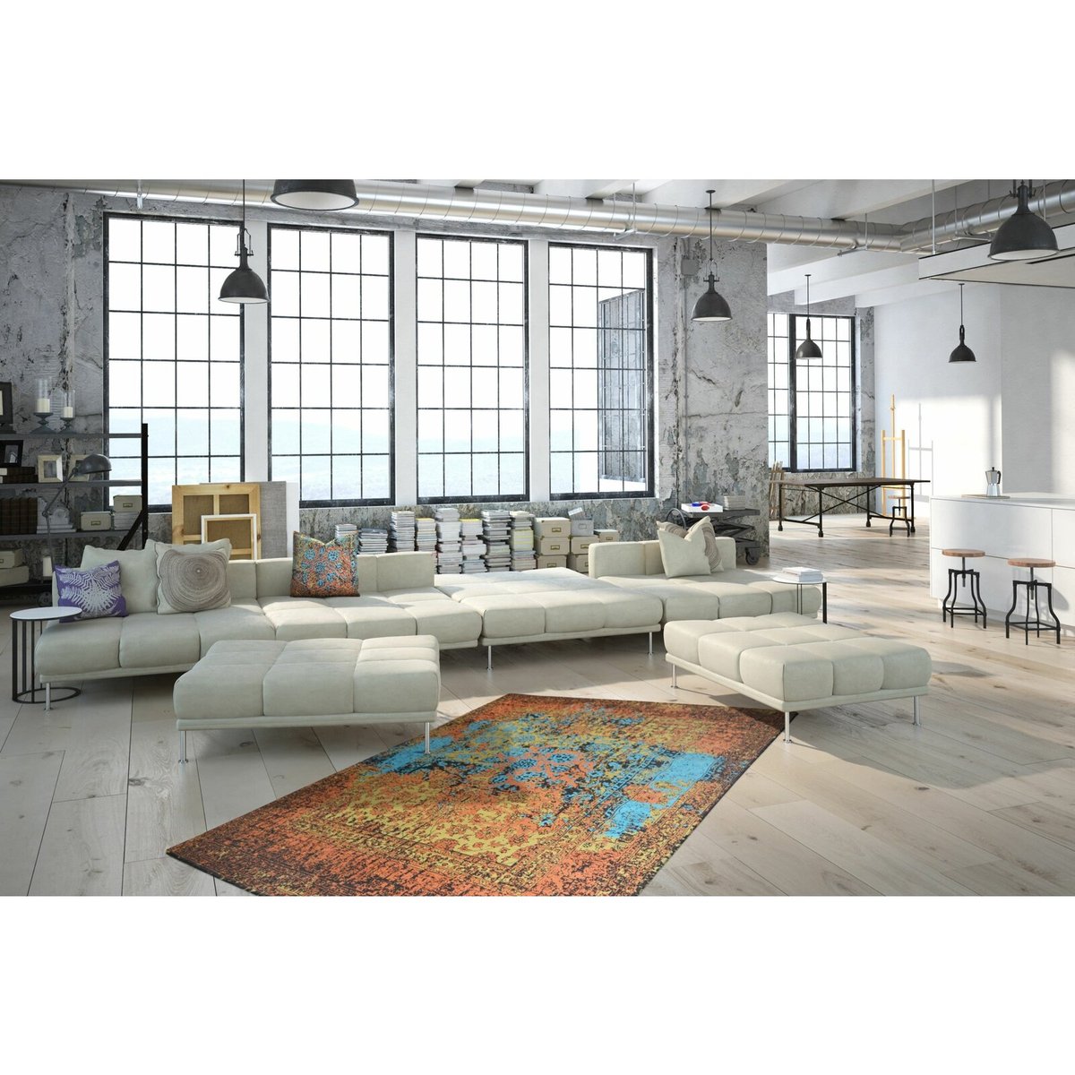 Tapis en coton fait main, SOLITAIRE multicolore, ARTE ESPINA