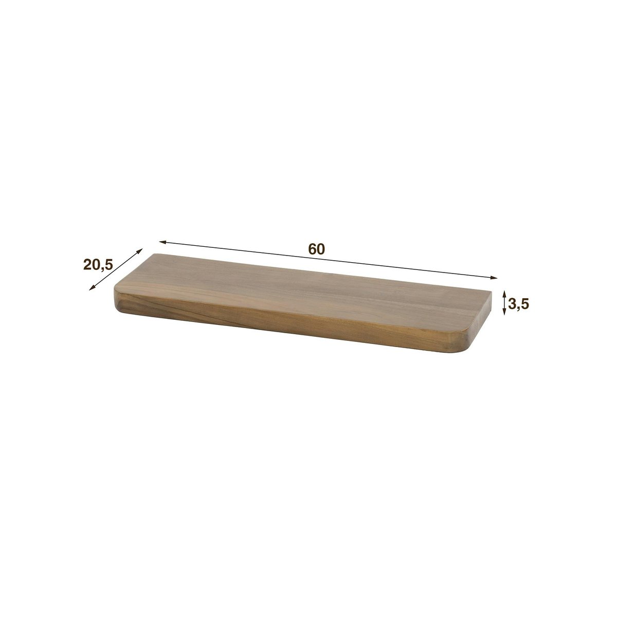 Etagère murale bois d’acacia brun bords arrondis 60 cm NAKO marron, PIER IMPORT